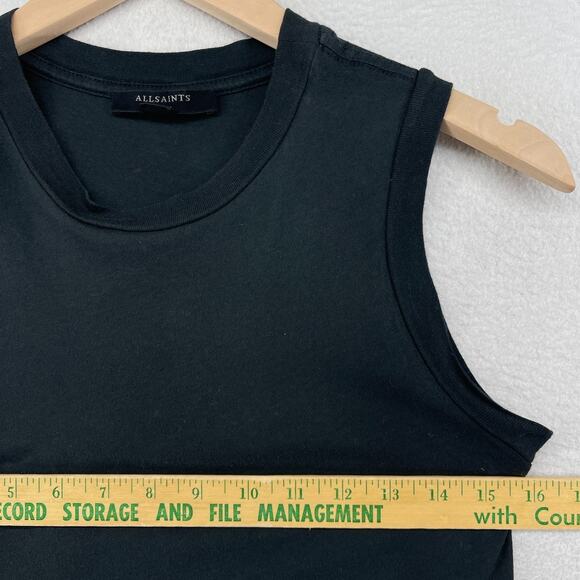 ALLSAINTS Tank Top Womens S Imogen Crewneck Boxy Jersey Cotton Black - Picture 10 of 12